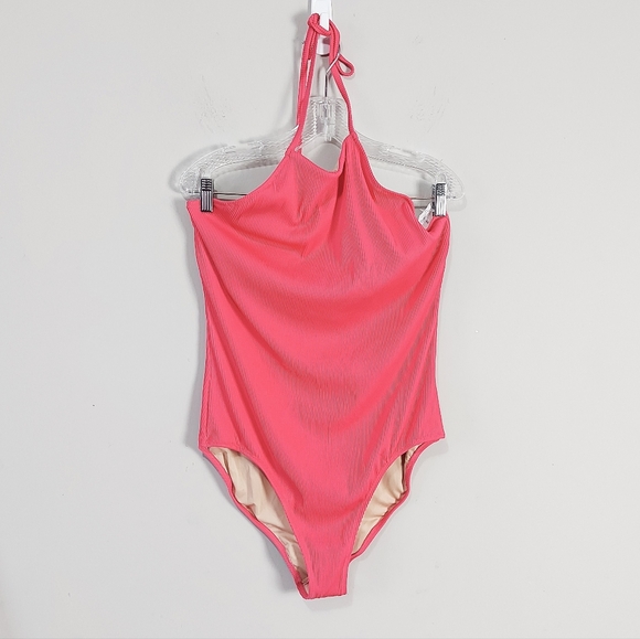 Old Navy Other - Old Navy Halter Neck Tie One Piece Swimsuit XL Textured Pink Lined Beach Wear